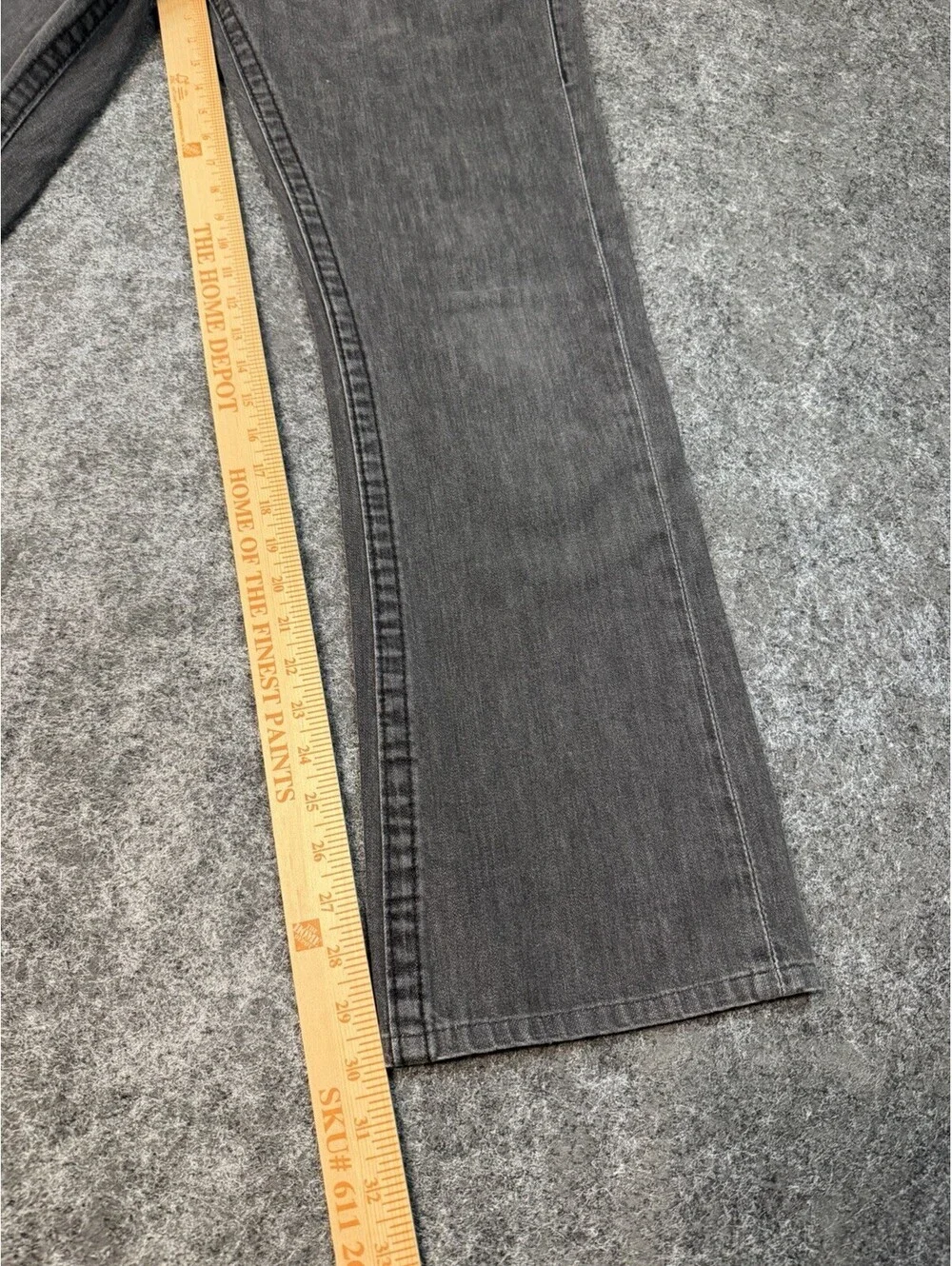 True Religion Billy Straight Leg Jeans Mens 32x28 Gray Black Made In USA Flap